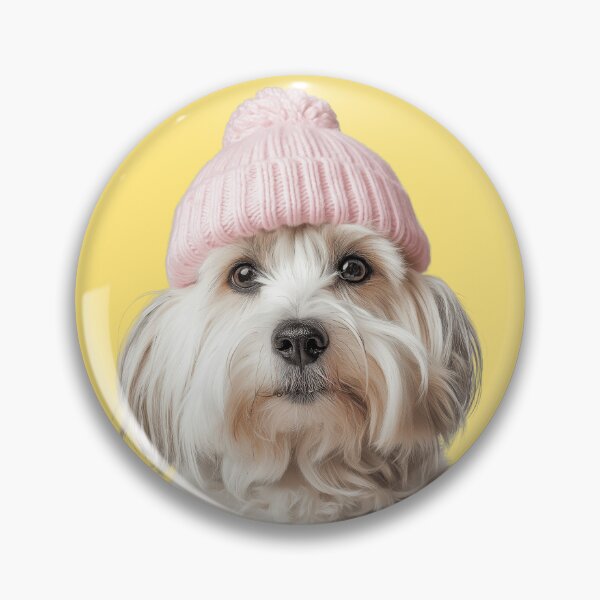 Item preview, Cozy Coton de Tulear dog Wearing Pink Winter Hat Trendy Animal Fashion Artwork designed and sold by LazyOwlStore.