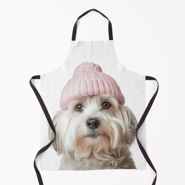 Item preview, Cozy Coton de Tulear dog Wearing Pink Winter Hat Trendy Animal Fashion Artwork designed and sold by LazyOwlStore.