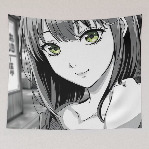 Item preview, Green-Eyed Glimmer – Anime Girl in Noir Street designed and sold by shaynetwright.