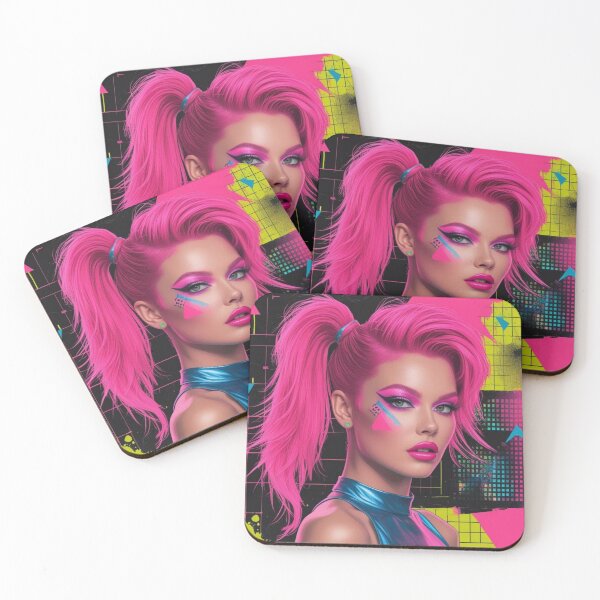 Item preview, AI Generated 80's Pop Art style of a Pink Haired Woman designed and sold by ConnieVZ.