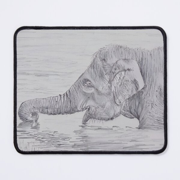 Item preview, baby elephant drinking water designed and sold by ChristelsArtGallery.