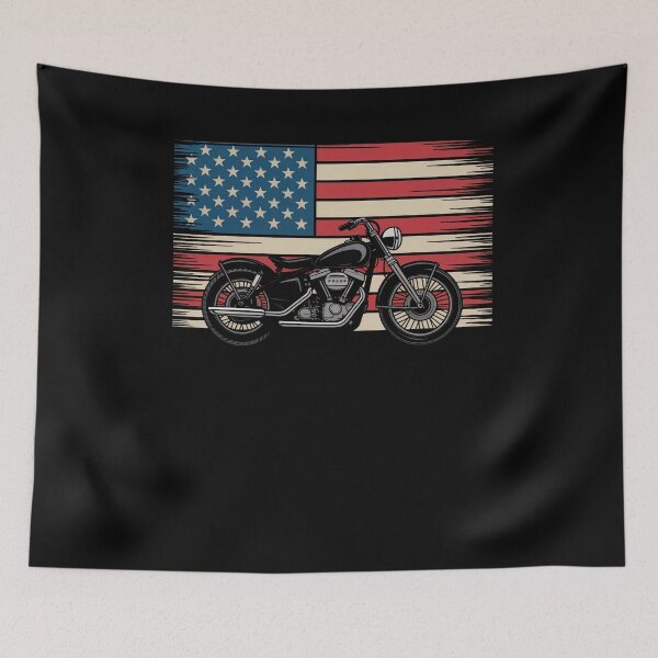 Item preview, Funny Vintage American Flag Made Of Motorcycle USA Retro Biker designed and sold by 07Art.
