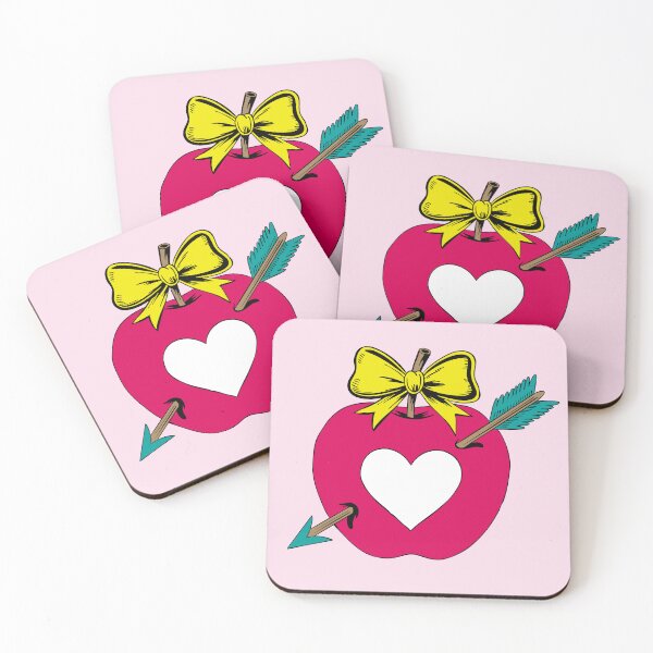 Item preview, Crush Apples – Comic love with arrows & bows in red on pink designed and sold by colorofmagic.