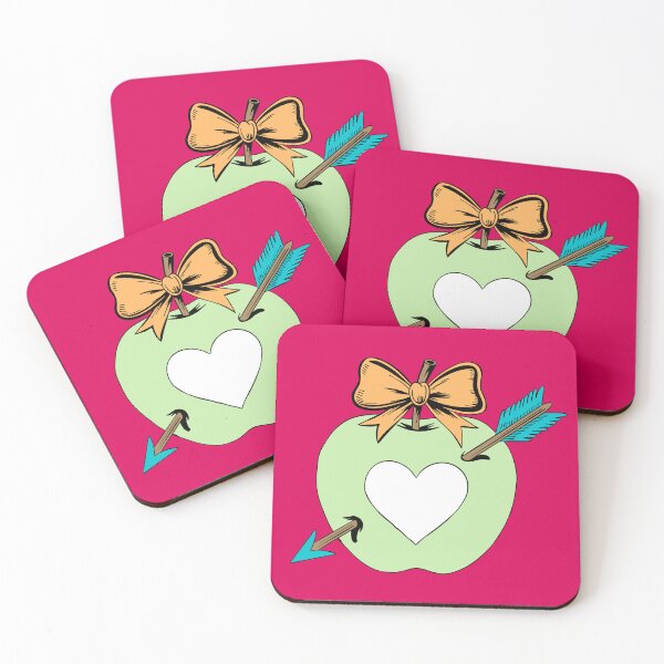 Item preview, Apples in love – comic love with arrows and bows in green on red designed and sold by colorofmagic.