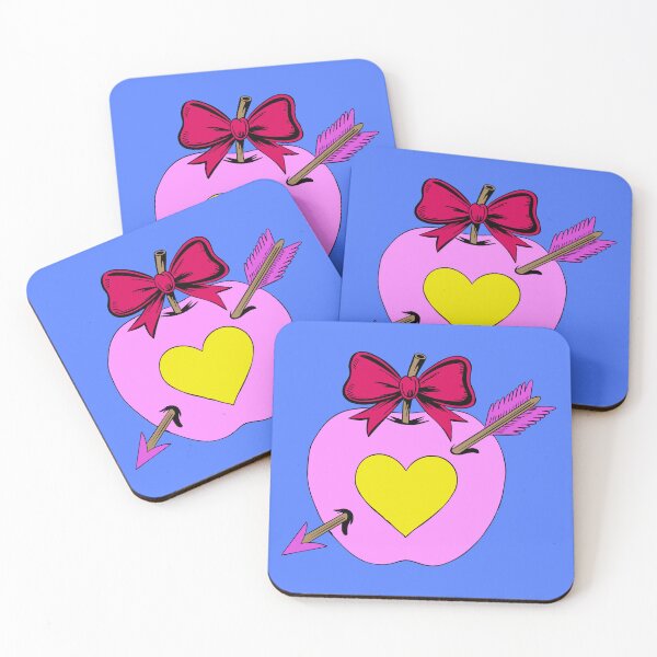 Item preview, Crush Apples – Comic love with arrows & bows in pink on neon blue designed and sold by colorofmagic.