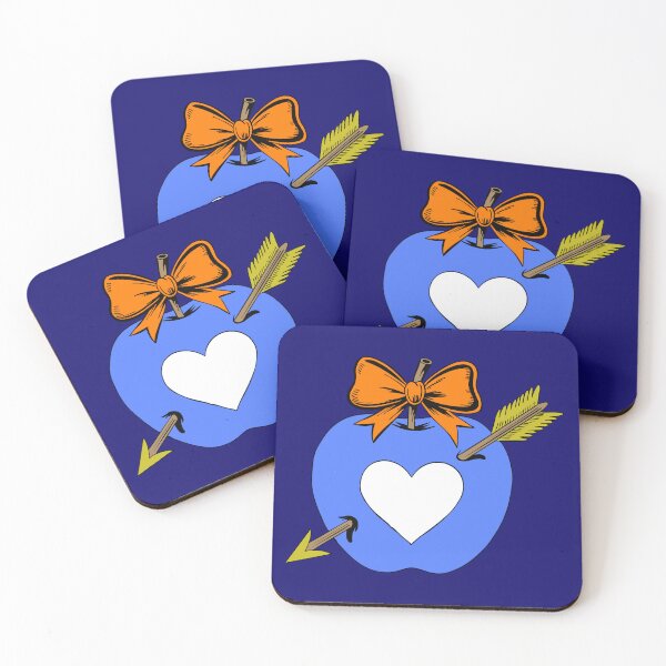 Item preview, Crush Apples – Comic love with arrows & bows in neon blue on dark blue designed and sold by colorofmagic.