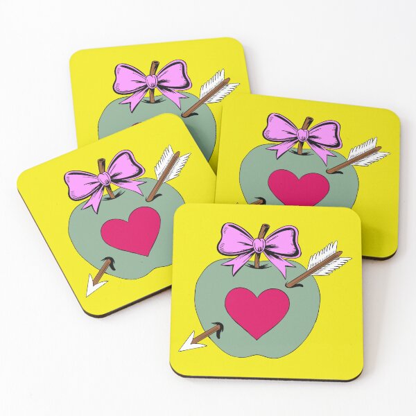Item preview, Crush Apples – Comic love with arrows & bows in green on citrus yellow designed and sold by colorofmagic.