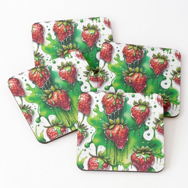 Item preview, Abstract Strawberries - Strawberry fields - green splash designed and sold by SolaoLab.