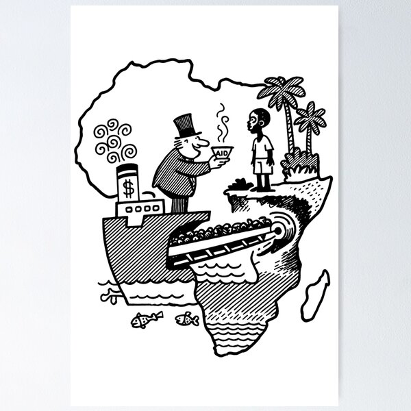 Item preview, Illustration of white deceiving black leaders with aid designed and sold by lppeter1010.