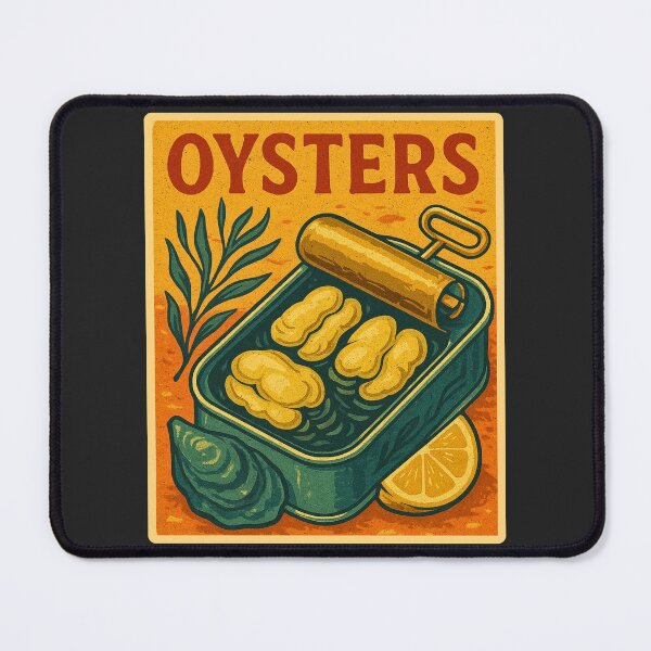 Artikelvorschau, Vintage Austerndose Illustration – Retro-Posterdesign für Meeresfrüchte in Dosen entworfen und verkauft von JW3164..