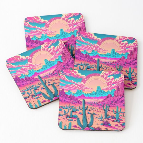 Item preview, Neon Desert Dreams" – Psychedelic Western Landscape Art Print designed and sold by Lustforvintage.