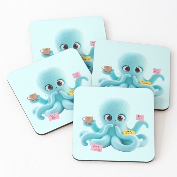 Item preview, Pulpo azul pastel tomando café designed and sold by Itsheartshop.