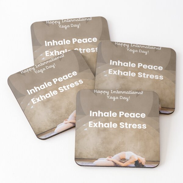 Aperçu de l'œuvre Inspirez la paix, expirez le stress – Conception de la Journée internationale du yoga créée et vendue par Breaking Shop.