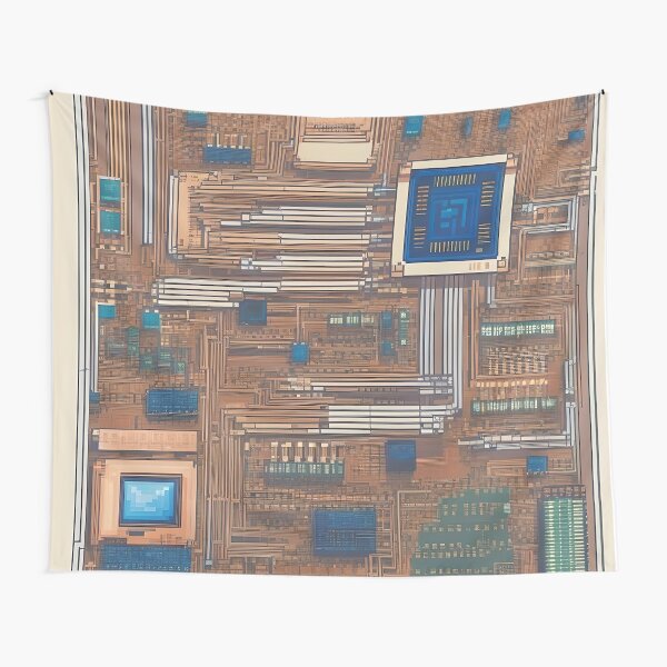Item preview, Pixelated Motherboard Still Life Abstract Art designed and sold by Esterlane.