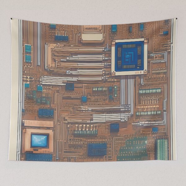 Item preview, Pixelated Motherboard Still Life Abstract Art designed and sold by Esterlane.