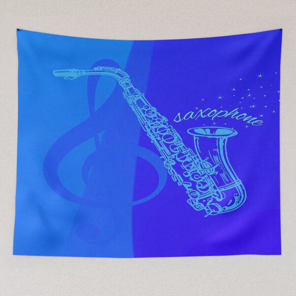 Item preview, The Saxophone &  A Treble Clef In Blue designed and sold by BrightrDayMusicArt.