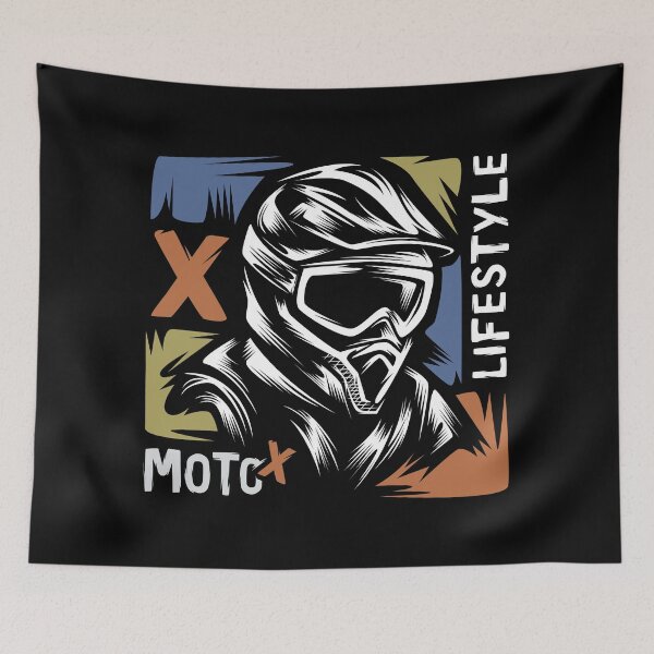 Item preview, Motocross racer with helmet in vintage Moto X style designed and sold by AndreMi.