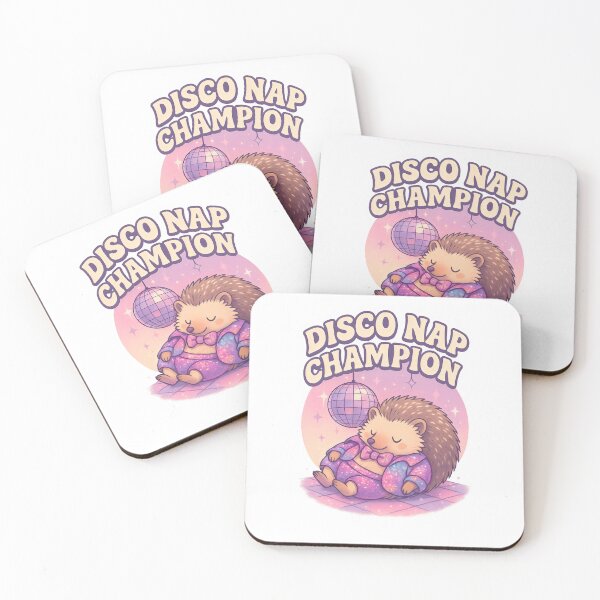 Item preview, Disco Nap Champion Hedgehog – Cute 70s Style Sleepy Animal in Sparkly Suit designed and sold by Shoot-The-Moon.