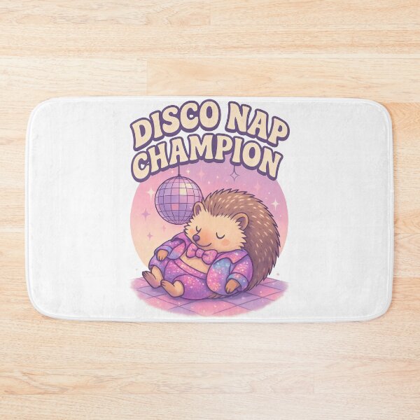 Item preview, Disco Nap Champion Hedgehog – Cute 70s Style Sleepy Animal in Sparkly Suit designed and sold by Shoot-The-Moon.