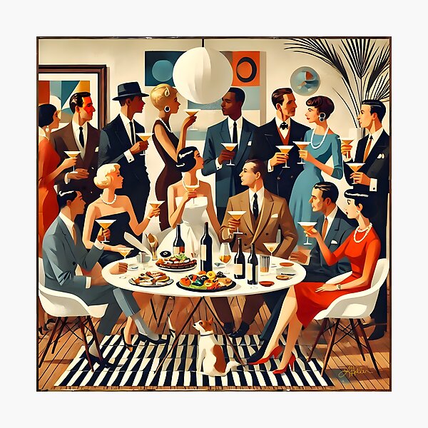 Item preview, Mid Century Modern Art "The Martini Intellectuals"  designed and sold by Lee Hiller Designs.