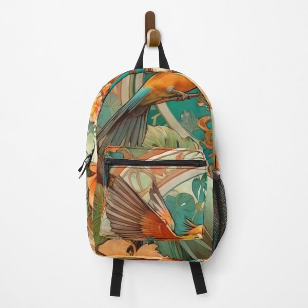 Item preview, Tropical Birds Art Nouveau Floral Portrait  designed and sold by FlosArtPrintShop.