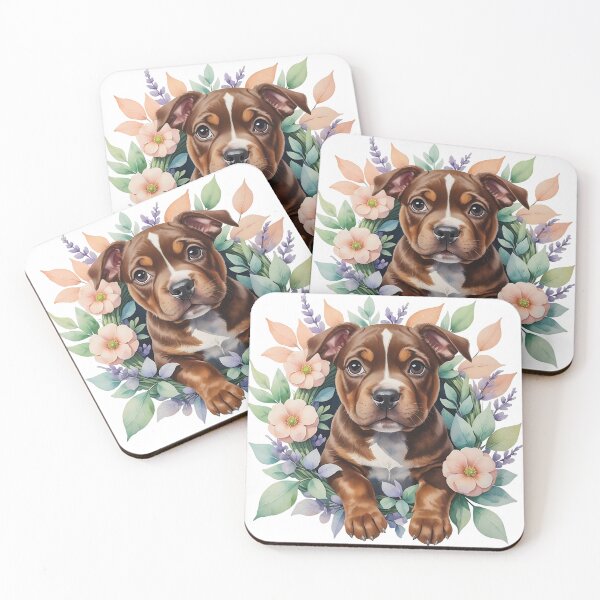 Item preview, Staffordshire Puppy Surrounded by Flowers designed and sold by WhiskerTales.