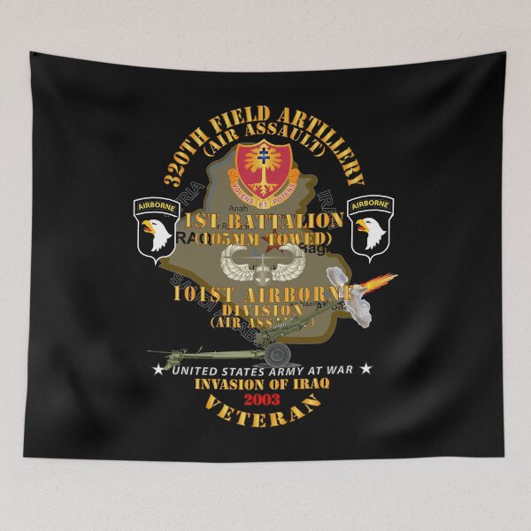 Item preview, Ejército - 1.er Batallón, 320.ª FA, 101.ª División Aerotransportada - Invasión - 2003 con insignia AA - con mapa de 105 mm designed and sold by Military Insignia Products.