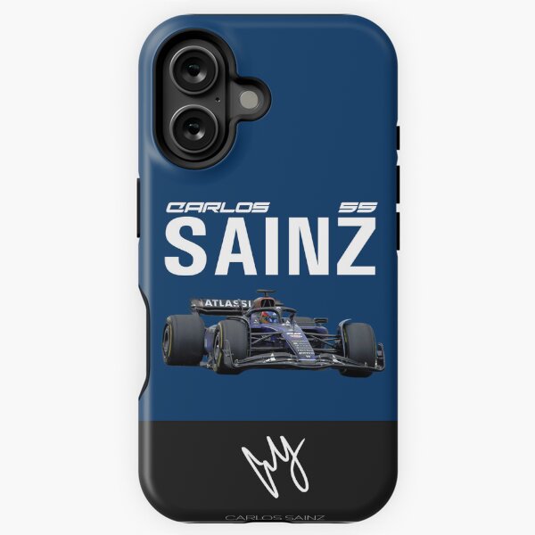 Vista previa del artículo con la obra «Arte de Carlos Sainz en F1 - Gráfico del coche y el piloto de Williams Racing | Número icónico 55», diseñado y vendido por Studio F1Grid.