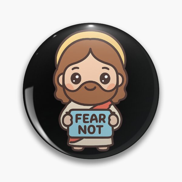 Item preview, Cute Kawaii Jesus Holding "Fear Not" Sign – Christian Bible Verse - Isaiah 43:1 designed and sold by stylishdzign.