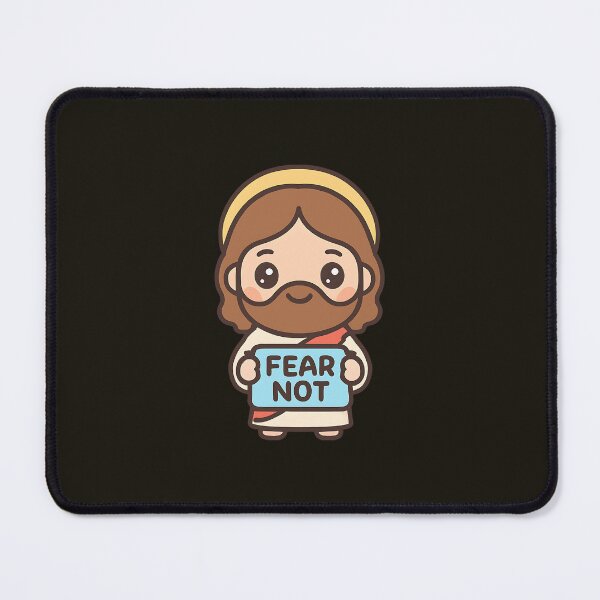 Item preview, Cute Kawaii Jesus Holding "Fear Not" Sign – Christian Bible Verse - Isaiah 43:1 designed and sold by stylishdzign.