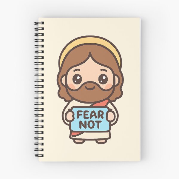 Item preview, Cute Kawaii Jesus Holding "Fear Not" Sign – Christian Bible Verse - Isaiah 43:1 designed and sold by stylishdzign.