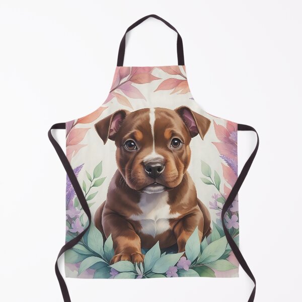 Item preview, Floral Brown Staffie Puppy Illustration designed and sold by WhiskerTales.