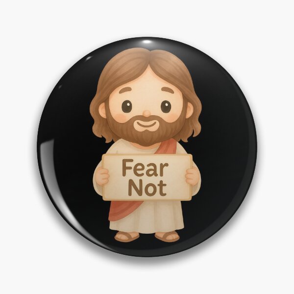 Item preview, Cute Kawaii Jesus Holding "Fear Not" Sign – Christian Bible Verse - Isaiah 43:1  designed and sold by stylishdzign.