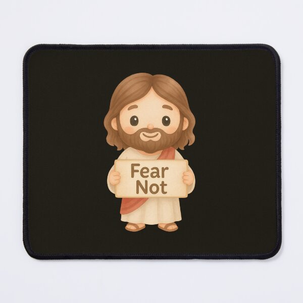 Item preview, Cute Kawaii Jesus Holding "Fear Not" Sign – Christian Bible Verse - Isaiah 43:1  designed and sold by stylishdzign.