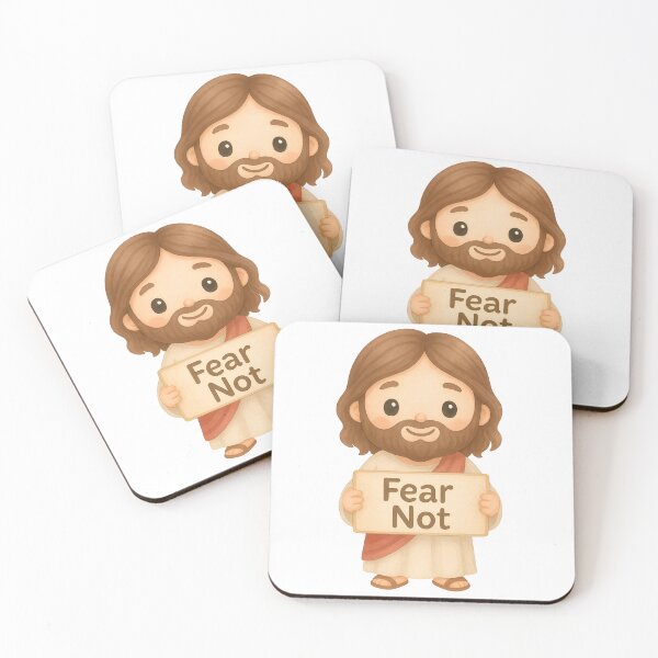 Item preview, Cute Kawaii Jesus Holding "Fear Not" Sign – Christian Bible Verse - Isaiah 43:1  designed and sold by stylishdzign.