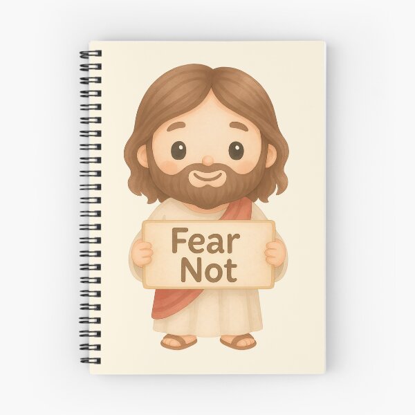 Item preview, Cute Kawaii Jesus Holding "Fear Not" Sign – Christian Bible Verse - Isaiah 43:1  designed and sold by stylishdzign.