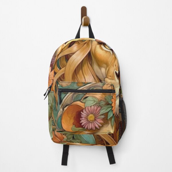 Item preview, Beautiful Lion Floral Art Nouveau Portrait designed and sold by FlosArtPrintShop.