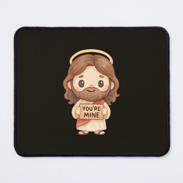Item preview, Cute Kawaii Jesus Holding "You Are Mine" Sign – Isaiah 43:1 - Christian Valentine’s  designed and sold by stylishdzign.