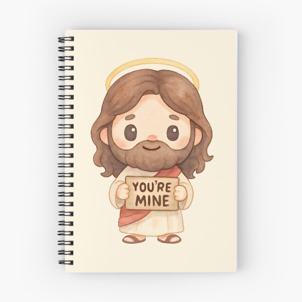 Item preview, Cute Kawaii Jesus Holding "You Are Mine" Sign – Isaiah 43:1 - Christian Valentine’s  designed and sold by stylishdzign.