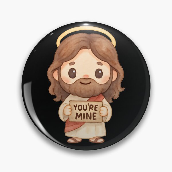 Item preview, Cute Kawaii Jesus Holding "You Are Mine" Sign – Isaiah 43:1 - Christian Valentine’s  designed and sold by stylishdzign.