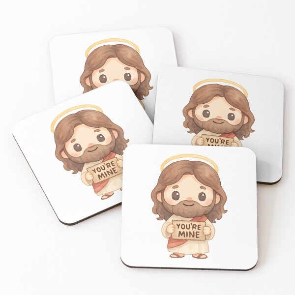 Item preview, Cute Kawaii Jesus Holding "You Are Mine" Sign – Isaiah 43:1 - Christian Valentine’s  designed and sold by stylishdzign.