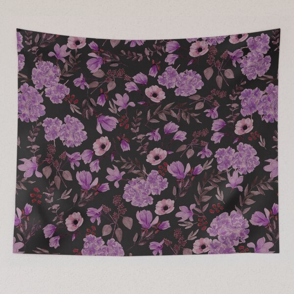 Item preview, Romantic Floral Pattern - Dark Purple Charcoal designed and sold by Anis Illustration.