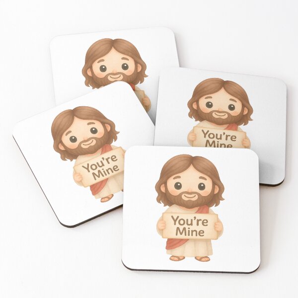 Item preview, Cute Kawaii Jesus Holding "You Are Mine" Sign – Isaiah 43:1 - Christian Valentine’s designed and sold by stylishdzign.
