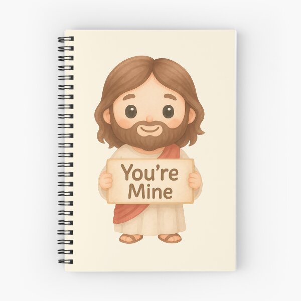 Item preview, Cute Kawaii Jesus Holding "You Are Mine" Sign – Isaiah 43:1 - Christian Valentine’s designed and sold by stylishdzign.