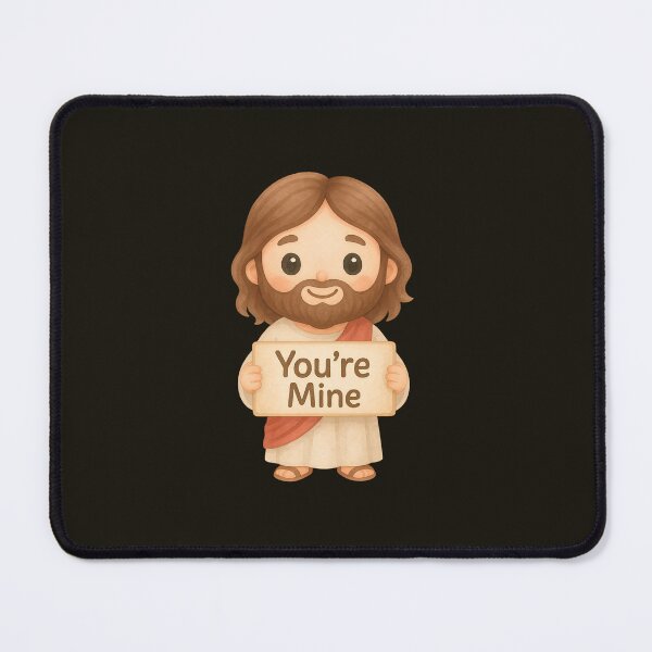 Item preview, Cute Kawaii Jesus Holding "You Are Mine" Sign – Isaiah 43:1 - Christian Valentine’s designed and sold by stylishdzign.