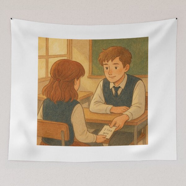 Item preview, Love Note in Class - Vintage School Romance Illustration designed and sold by 奇0904.