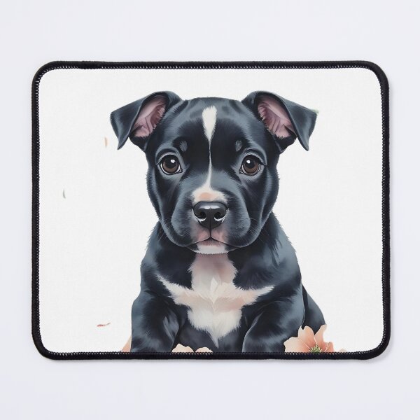 Item preview, Adorable Black and White Staffy Pup designed and sold by WhiskerTales.