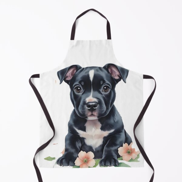 Item preview, Adorable Black and White Staffy Pup designed and sold by WhiskerTales.
