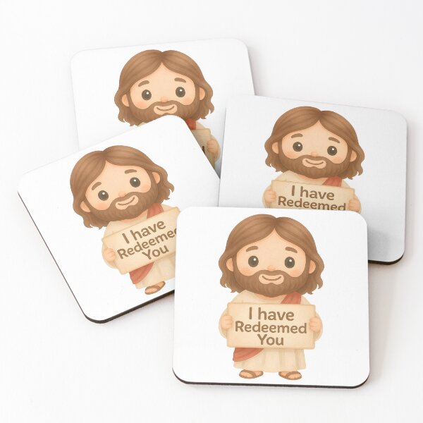 Item preview, Cute Kawaii Jesus Holding "I Have Redeemed You" Sign – Christian Bible Verse  designed and sold by stylishdzign.