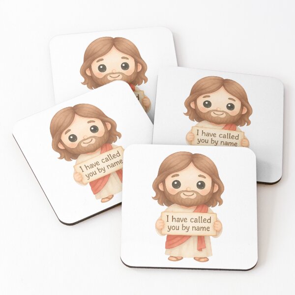 Item preview, Cute Kawaii Jesus Holding "I Have Called You By Name" Sign – Christian Bible Verse designed and sold by stylishdzign.